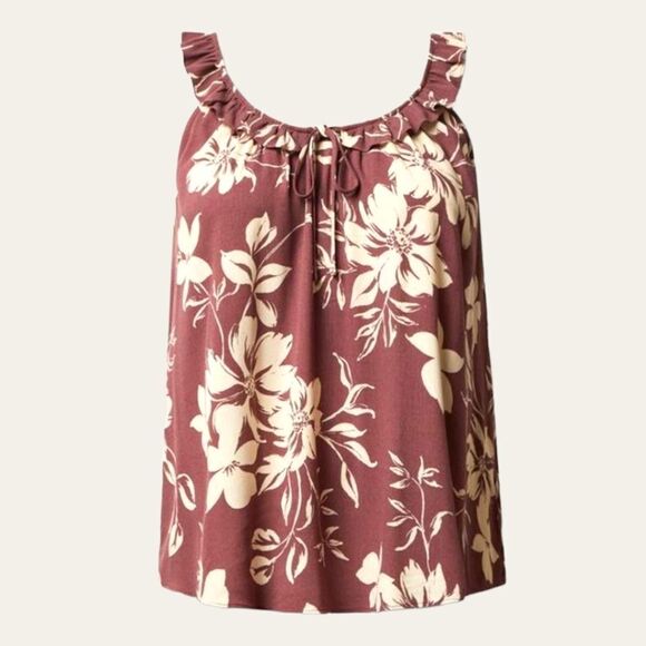 TORRID PLUS SIZE Washable Crinkle Gauze Ruffle Tie Front TankโTop - Picture 3 of 16